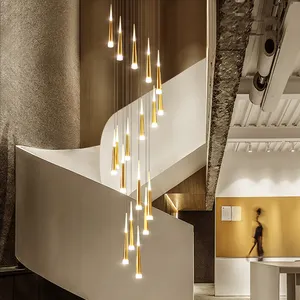 별장 회귀 이중 건물 큰 거실 계단 샹들리에 북유럽 작풍 현대 장식적인 빛