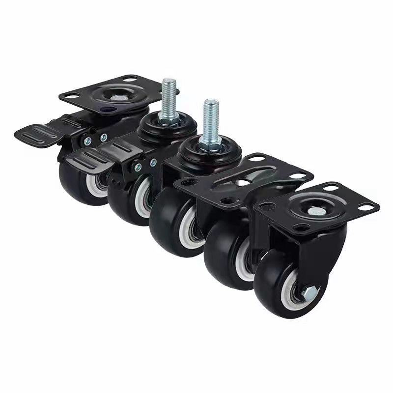 Furniture Leg Small Heavy Duty 1.5 2 2.5 Inch Swivel Casters Black PU Caster Wheel