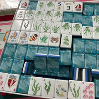 Collection de Mahjong de 160 pièces, tuiles en acrylique superposées de qualité supérieure, inspirées des paysages côtiers, pour adultes, femmes, cadeaux de vacances et de pendaison de crémaillère