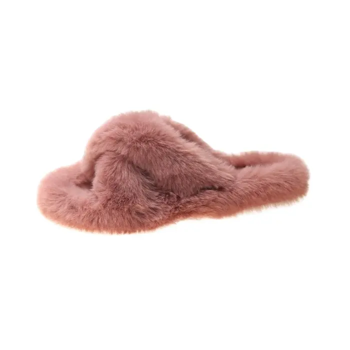 fashion Women Furry Slippers Ladies Shoes Cute Plush Fox Hair Fluffy Sandals Indoor home Fur Slippers Winter Warm Slippers
