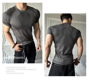 Camiseta de Compresión para Hombre, Transpirable, Absorbe la Humedad, Diseño con Contorno Muscular, Estampado, Elástica, Ajustada, Deportiva - Product Image 3