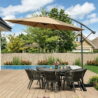 Parasol banane dépliable avec auvent ventilé, mât latéral en fer robuste, design moderne, imperméable, pour extérieur, cour et hôtel