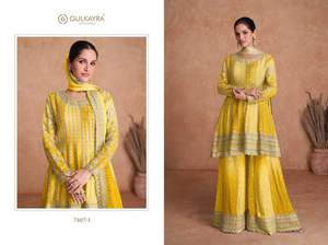 Nueva colección étnica Chinon Salwar traje para mujer elegante Palazzo traje pakistaní disponible para venta de exportación - Product Image 3