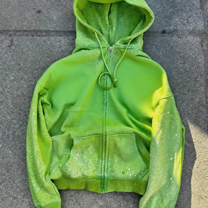 Felpa con cappuccio con zip <span class=keywords><strong>viola</strong></span> effetto sbiadito vintage, lavaggio acido, distressed, pesante, vestibilità oversize squadrata, da <span class=keywords><strong>uomo</strong></span> - Produttore - Product Image 3