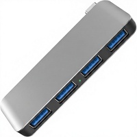 Hub USB C 4 en 1, 4 Puertos USB 3.0, Divisor sin Cables, Hub de Datos Portátil para Laptops y Teléfonos, Compatible con Windows/Linux/iOS