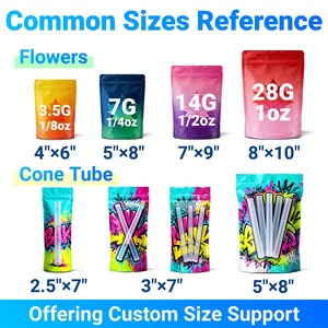 Juego de bolsas de Mylar resellables con impresión personalizada, 3,5g, 7g, 1lb, 14g, 28G, caja de bolsas con cremallera para dulces Cali a prueba de olores con forma especial para leche - Product Image 2