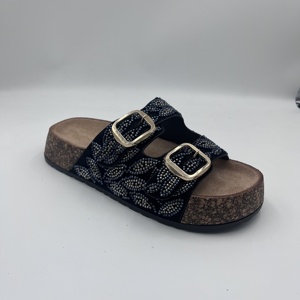 Sandali con Zeppa Viola Bohemien con Perline, Fatti a Mano, Floreali, con Doppia Fibbia, Platform, da Donna - Product Image 3