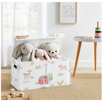 Boîte de rangement pliable en tissu Oxford avec imprimé de dessins animés, grands bacs de rangement avec poignées, coffre de rangement pour jouets pour enfants