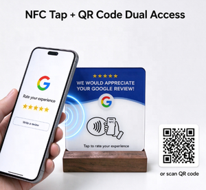 Xansee Carte de commentaires Google <span class=keywords><strong>2</strong></span>-en-1 avec NFC et code QR, panneau de rétroaction sans contact, étanche IP66 pour bureaux d'accueil/tables d'entreprise - Product Image 2