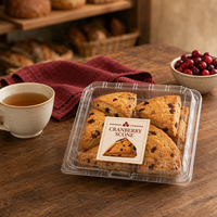 Étiquettes de boulangerie pour scones aux canneberges - Rouleaux d'autocollants en vinyle carrés personnalisés, résistants à l'huile et imperméables pour l'emballage de pâtisseries