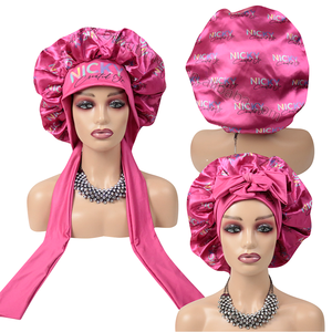 Biểu Tượng Tùy Chỉnh Satin Bonnets Và Đàn Hồi Satin Tóc Kết Thúc Tốt Đẹp Dành Cho Người Lớn Trẻ Em Tie Nắp ca-pô Hai Lớp Mẹ Và Tôi Nắp ca-pô Với Ban Nhạc Đầu - Product Image 1