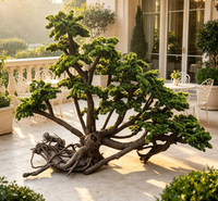Koleksi Elegan Pohon Bonsai Pinus Buatan Besar untuk Dalam/Luar Ruangan, Dekorasi Dinding Bunga Simulasi Plastik
