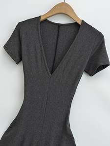 2024 donna estate nuova moda spezia ragazze a maniche corte abito Vintage Slim-fit <span class=keywords><strong>Casual</strong></span> Chic abiti femminili Vestidos Mujer - Product Image 4