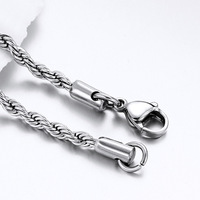 Collier en Chaîne Corde en Acier Inoxydable Tendance, Étanche, Largeurs 3/4/5/6mm, Chaînes Corde Torsadées pour Hommes et Femmes, Idéal pour la Fabrication de Colliers