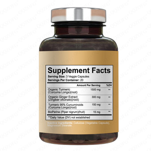 Organik zerdeçal zencefil 95% Curcuminoids en iyi emilim BioPerine karabiber zerdeçal Curcumin takviyesi bitkisel takviyeler - Product Image 2