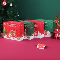 Tas Kado Natal Tas Kertas dengan Pegangan Merah Hijau Selamat Natal Tas Kemasan Hadiah Mewah untuk Liburan Grosir Pabrik