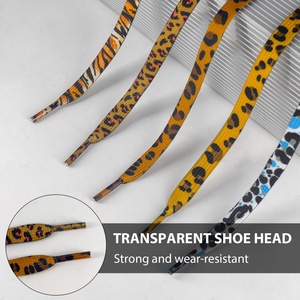 Lacets plats réfléchissants personnalisés à imprimé léopard de 8 mm de large pour baskets, lacets de remplacement en polyester de couleur guépard - Product Image 4