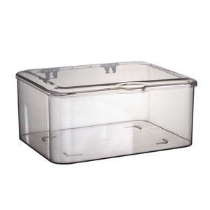 Transparent Flip Top Storage Box Rectangular Icy Translucent Dustproof <b>Desktop</b> Home Use Plastic Organizer - Product Image 2