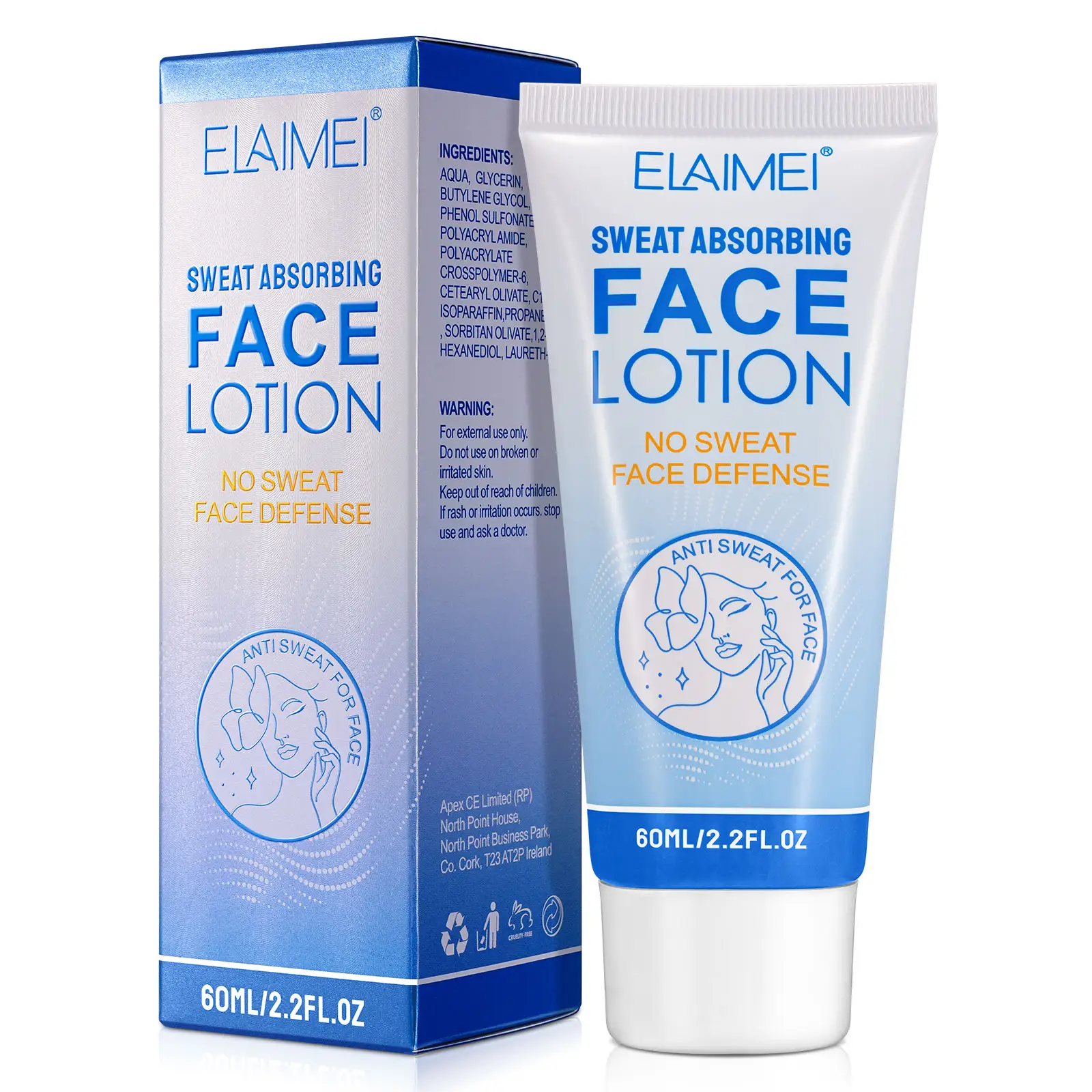 ELAIMEI squeeze tube effective control facial sweating prevent makeup damage sweat proof sweat absorbing face cream lotion