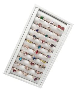 Présentoir de bagues en cuir PU blanc, plateau d'exposition de bracelets pour magasin - Product Image 3