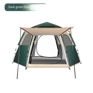 Carpa automática ultraligera de tela Oxford recubierta de plata para las cuatro estaciones, diseño Hexagonal a prueba de lluvia, Picnics al aire libre para acampar, un dormitorio - Product Image 3