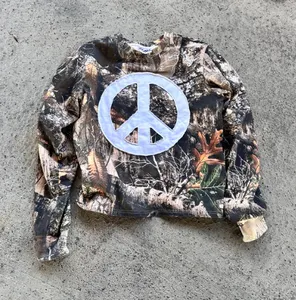 Custom High Quality 100% Cotton Hunting Reals Tree Printing Sweatshirt T Shirt Vintage Distressed Patch Camo Hoodie for Men