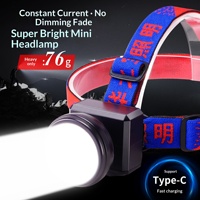 Lampe frontale LED à batterie au lithium IP65, haute luminosité, longue durée de vie de la batterie, étanche, rechargeable, pour la randonnée, le chantier, l'utilisation en extérieur