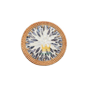 Wholesale Price Vietnam Handmade Eco-Friendly Modern <b>Round</b> Rattan Placemat with Mother of Pearl Mosaic for Dining <b>Table</b> Decor - Product Image 3