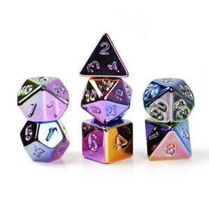 Juego de 7 dados poliédricos de acrílico sólido con baño de metal para juegos de mesa, póker, fiestas y juegos de rol de mesa - Product Image 3