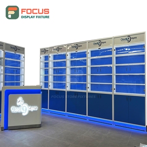 ตู้โชว์ร้านขายอุปกรณ์สูบบุหรี่ระดับไฮเอนด์ ตู้ไม้กระจกพร้อมไฟ LED สำหรับเก็บยาสูบ - Product Image 4