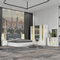 Meubles de chambre à coucher de style commercial moderne pour villa, vente en gros d'usine, options de rangement personnalisées, design miroir, finition ultra brillante