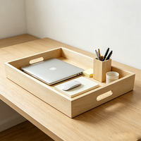 Premium Handgefertigtes Holz-Aufbewahrungstablett Serviertablett |   Natürliches Holz Servierbrett für Tee, Kaffee, Snacks und Frühstück Küchen-Tischware