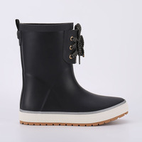 FS-64 Bottes de pluie en caoutchouc à tige basse de marque célèbre pour femmes, antidérapantes, chaudes, résistantes à l'usure, chaussures en caoutchouc noires