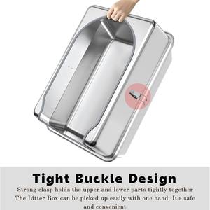 Kunden spezifische Katzen toilette aus Edelstahl Halb geschlossene Katzen toilette aus Metall mit Anti-Spill-Schutz und Schaufel-Katzen toilette - Product Image 4