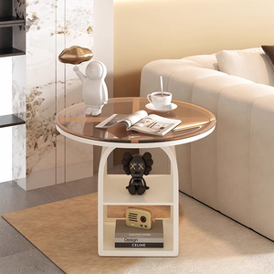 Petite table basse de luxe légère Table de <span class=keywords><strong>chevet</strong></span> <span class=keywords><strong>en</strong></span> <span class=keywords><strong>fer</strong></span> <span class=keywords><strong>forgé</strong></span> avec étagère de rangement domestique pour le coin du salon et de la chambre à coucher - Product Image 2