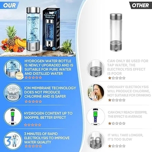 Bouteille d'eau hydrogénée améliorée, machine à eau hydrogénée SPE PEM portable et rechargeable, générateur d'eau hydrogénée aquahealth - Product Image 6