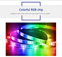 Bande lumineuse LED SMD5050 RGB 12V DC 30 LED/m 5m Télécommande Dimmable IP20 Étanche Ra70 Utilisation extérieure et intérieure