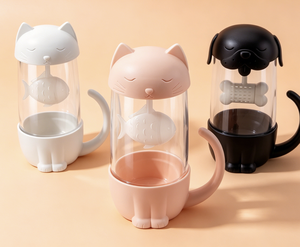 <span class=keywords><strong>Tasse</strong></span> à thé avec couvercle et poignée, <span class=keywords><strong>infuseur</strong></span> à thé en verre résistant à la chaleur avec filtre à lèvre, design de dessin animé pour une utilisation en extérieur - Product Image 2