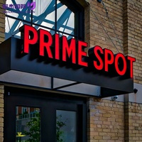 Letrero Acrílico Moderno con Iluminación Frontal y Borde de Acero Inoxidable Pulido, Letras de Canal LED 3D para Letreros Exteriores de Boutiques y Restaurantes