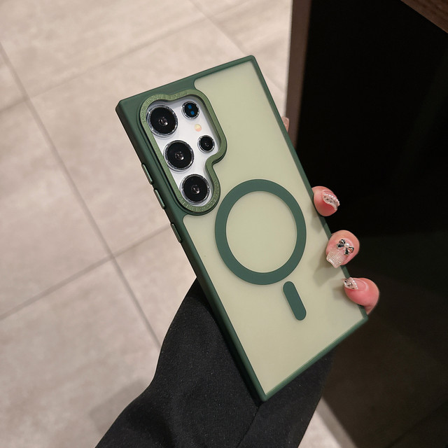 Metal  Magnetic Charging  Phone Case With Lens Film Protector Phone case  for Samsung S25 S24 ultra