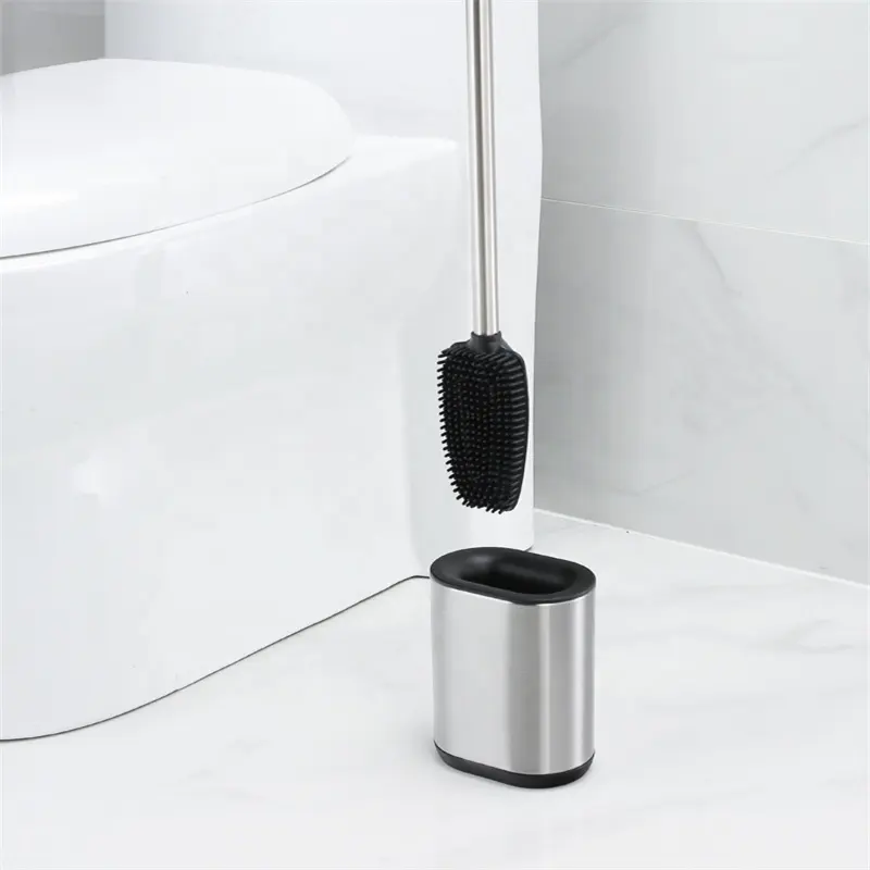 Nouveau Design Brosse De Toilette Salle De Bains Avec Tête De Brosse Tpr Ménage Porte-Brosse De Toilette Durable Brosse De Toilette En Acier Inoxydable