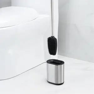 Escova de banheiro com cabeça de TPR, suporte para escova de banheiro doméstico, roupa de banheiro durável em aço inoxidável, novo design