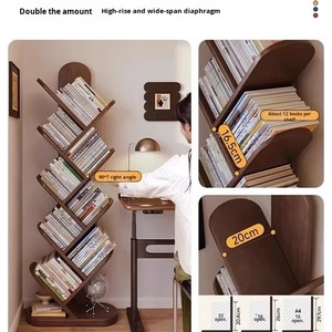 Venta caliente buena calidad moderno árbol forma madera maciza ajustable de una sola capa exhibición de libros estantes de almacenamiento librería sala de estar - Product Image 4