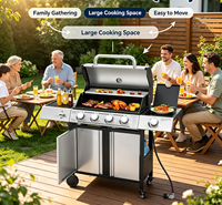 Barbecue à gaz moderne en acier inoxydable de qualité supérieure, avec table latérale, pour l'extérieur, directement de l'usine