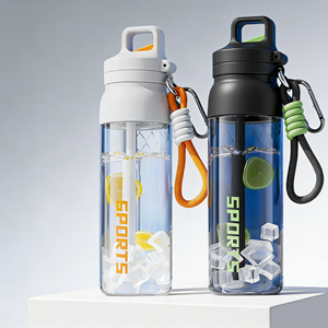 Bouteille d'eau en plastique transparente à large ouverture personnalisable 2026, style sportif, légère, avec bouchon <span class=keywords><strong>pour</strong></span> étudiants et salle de sport - Product Image 4