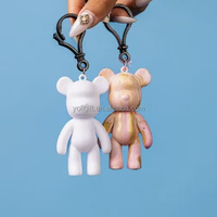 Nouveau porte-clés tendance en forme d'ours blanc de 8 cm, personnalisable, à peindre soi-même, style Bearbrick, art fluide