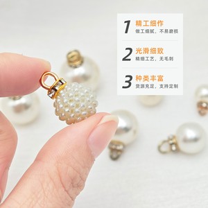 Pendentif en fausse perle, forme ronde, 10mm 12mm 14mm 15mm 16mm 18mm 20mm 22mm, serti clos, unisexe, pour usage quotidien, breloques - Product Image 2