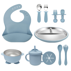 2025 New Arrival Toddler Suction Divided Plate 304 Stainless Steel Inner Core BPA Free Phthalate <b>Safe</b> Baby Feeding Dish - Product Image 4