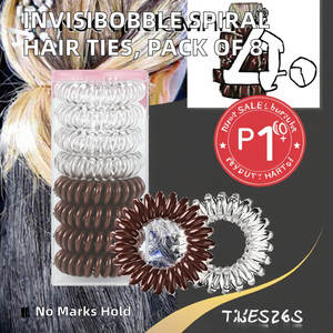 Attaches pour cheveux en spirale invisibles <span class=keywords><strong>Invisibobble</strong></span>, maintien <span class=keywords><strong>élastique</strong></span> fort, pour tous types de cheveux, unisexe, lot de 8 (transparent et marron) - Product Image 5