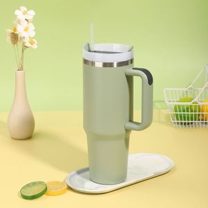 Insulated Car H2.0 <b>Handle</b> <b>Travel</b> Tumbler 40oz <b>Mug</b> Lid Straw Anti-Slip OEM ODM Custom Color - Product Image 4